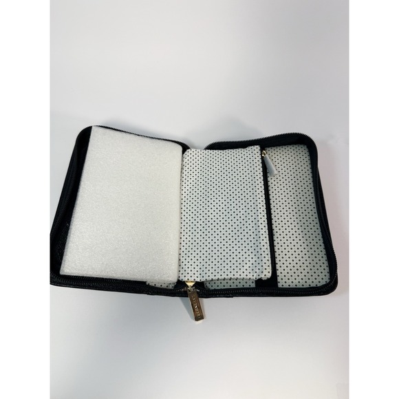 Levenger Black & White Leather Travel Organizer Tech Accessories Storage Case - Picture 2 of 14